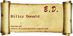 Bilicz Donald névjegykártya